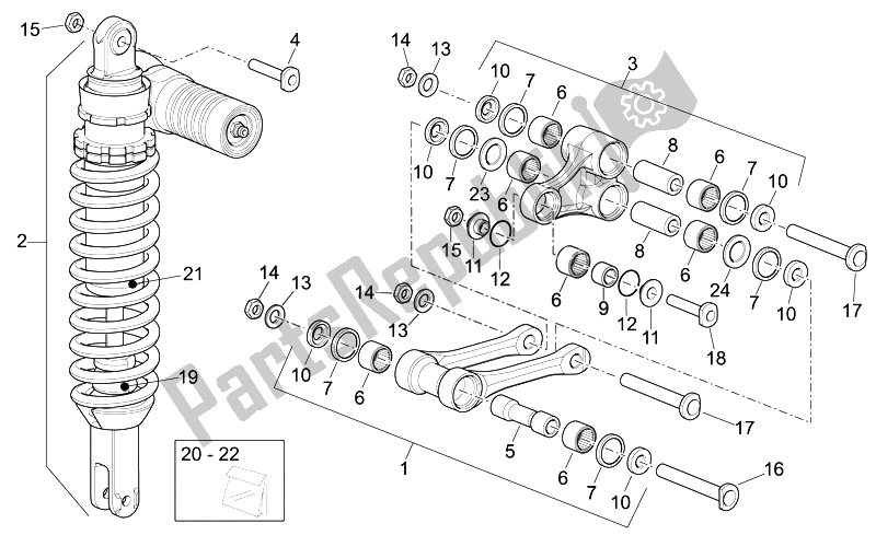 Alle Teile für das Hinterer Stoßdämpfer des Aprilia RXV SXV 450 550 VDB Merriman 2008