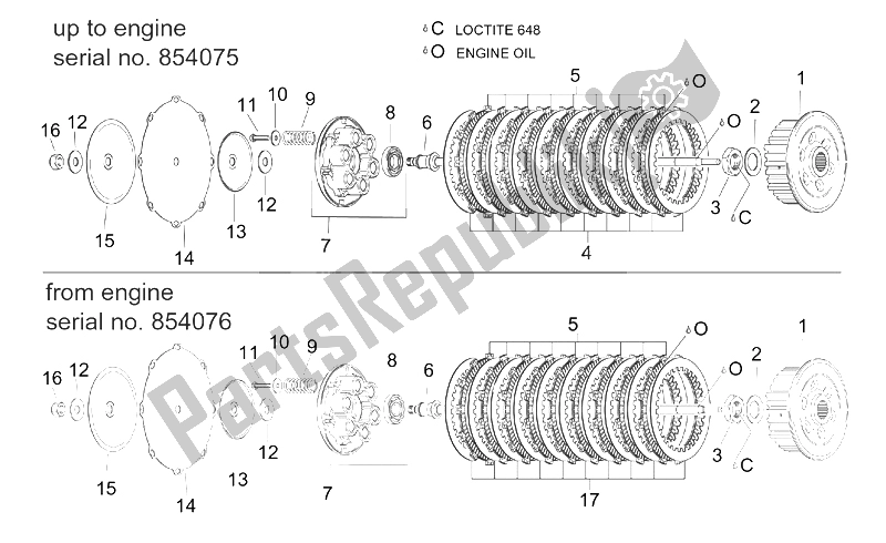 All parts for the Clutch I of the Aprilia RST 1000 Futura 2001