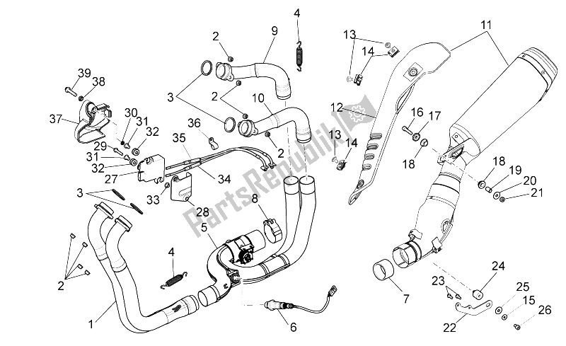 Toutes les pièces pour le Tuyau D'échappement I du Aprilia Tuono V4 1100 RR USA CND 2016