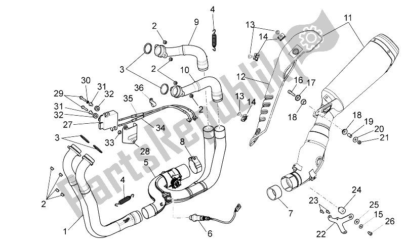 All parts for the Exhaust Pipe I of the Aprilia RSV4 Aprc R 1000 2011