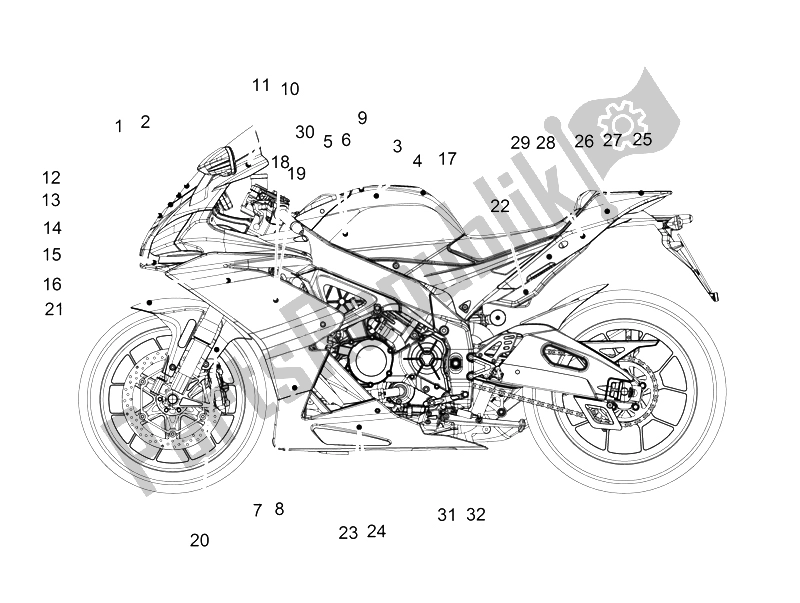 Todas las partes para Etiqueta de Aprilia RSV4 RR USA 1000 2016