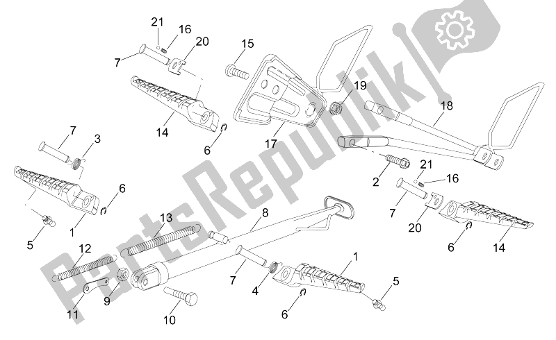 Todas las partes para Reposapiés - Soporte Lateral de Aprilia RS 50 1996