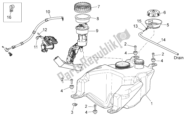 Toutes les pièces pour le Réservoir D'essence du Aprilia Scarabeo 125 200 IE Light 2009