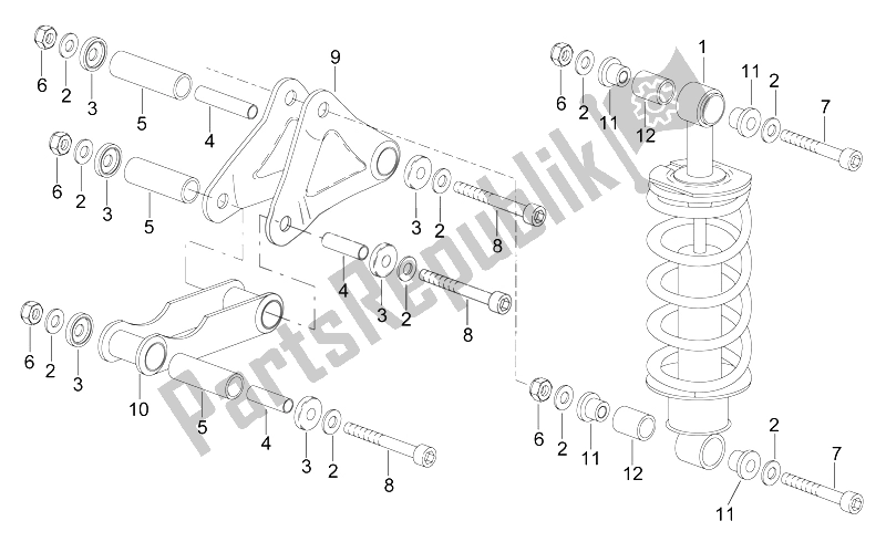 All parts for the Rear Shock Absorber of the Aprilia RS 50 1996