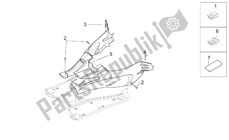 All parts for the Central Body I of the Aprilia SR 50 H2O IE Carb 2003