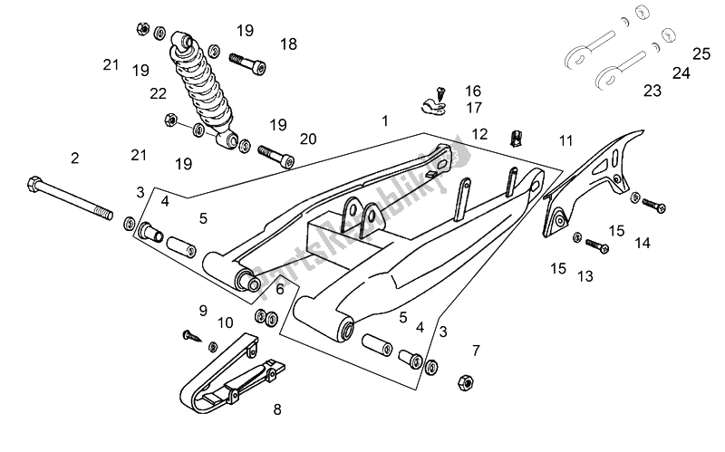 Alle onderdelen voor de Zwenkarm van de Aprilia SX 50 2014