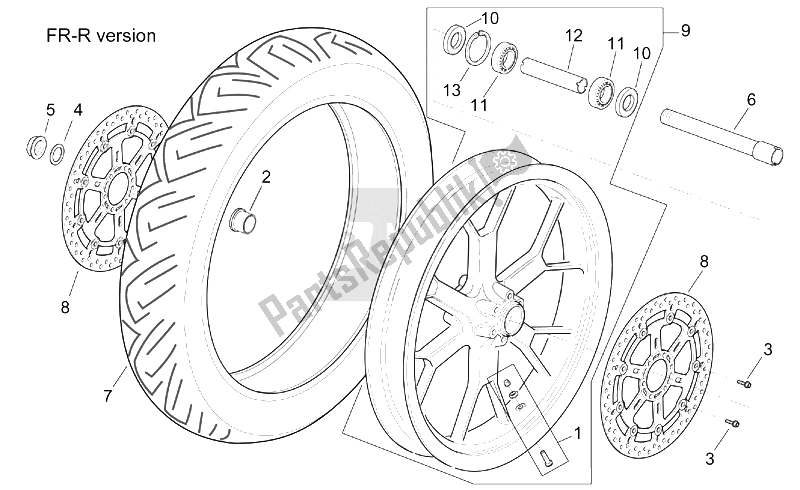 Tutte le parti per il Ruota Anteriore Versione R-rf del Aprilia RSV Tuono 1000 2002