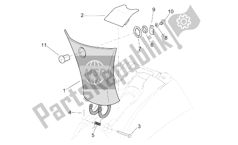 All parts for the Central Body - Tunnel of the Aprilia Leonardo 250 300 ENG Minarelli 2002