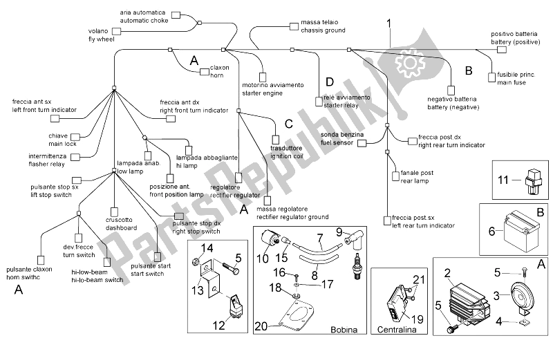 All parts for the Electrical System of the Aprilia Sport City ONE 50 4T 4V 2011