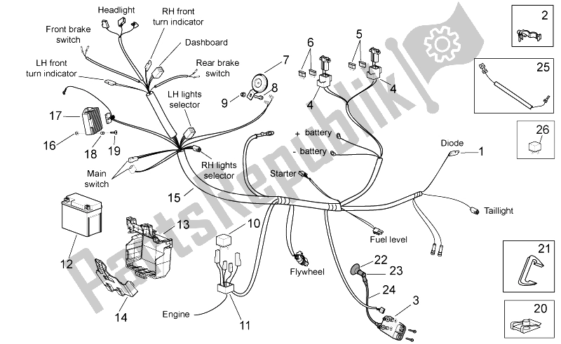 Toutes les pièces pour le Système électrique du Aprilia Scarabeo 50 2T 2014