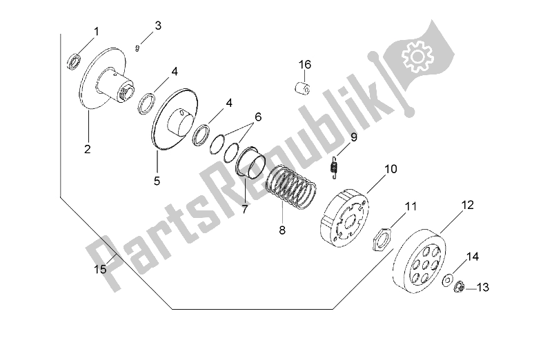 Toutes les pièces pour le Embrayage du Aprilia Gulliver 50 H2O 1996