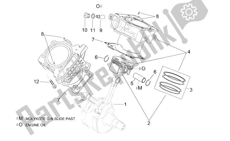 Alle onderdelen voor de Krukas Ii van de Aprilia RSV Mille 1000 2000