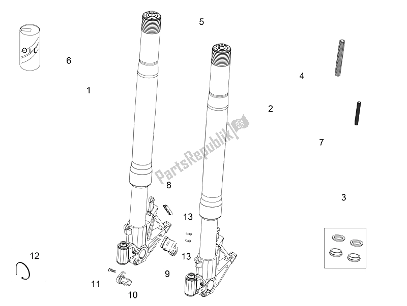 Tutte le parti per il Forcella Anteriore Ohlins del Aprilia RSV4 Racing Factory L E USA 1000 2016