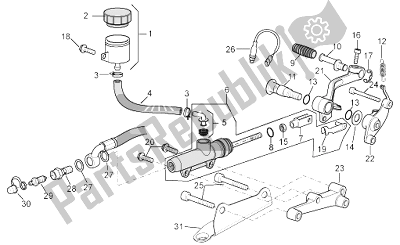 Todas las partes para Cilindro Maestro Trasero de Aprilia RSV Tuono 1000 2006