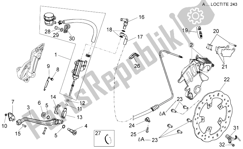 Tutte le parti per il Sistema Frenante Posteriore del Aprilia Dorsoduro 750 ABS 2008