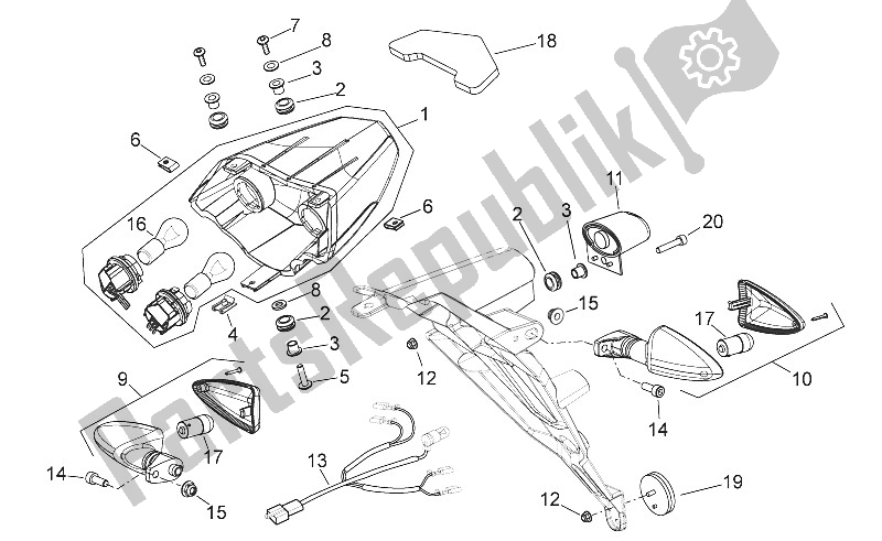 Alle onderdelen voor de Achterlichten van de Aprilia Shiver 750 USA 2015