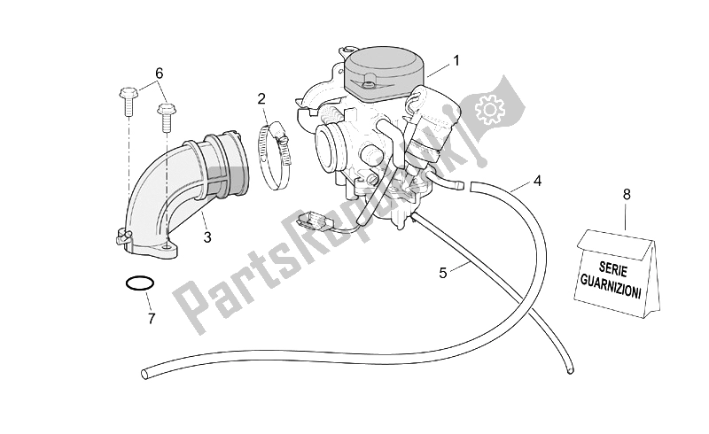 All parts for the Carburettor I of the Aprilia Scarabeo 50 4T 2V E2 2002