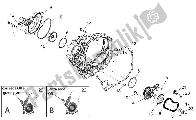 Tutte le parti per il Pompa Dell'acqua Ii del Aprilia Dorsoduro 750 ABS 2008