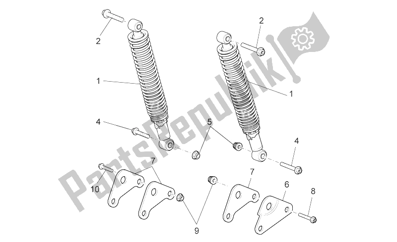 All parts for the Rear Shock Absorber of the Aprilia Scarabeo 125 200 Light Carb 2007