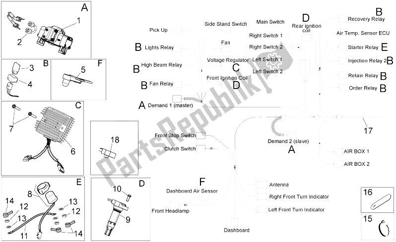 All parts for the Electrical System I of the Aprilia Shiver 750 2007