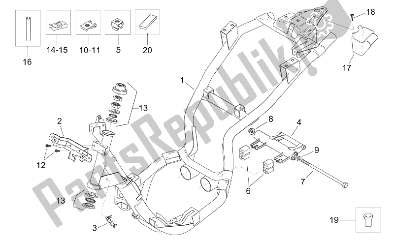 Toutes les pièces pour le Cadre du Aprilia Mojito Custom 50 2T ENG Aprilia 1999