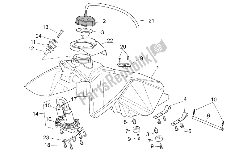 All parts for the Fuel Tank of the Aprilia RXV 450 550 Street Legal 2009