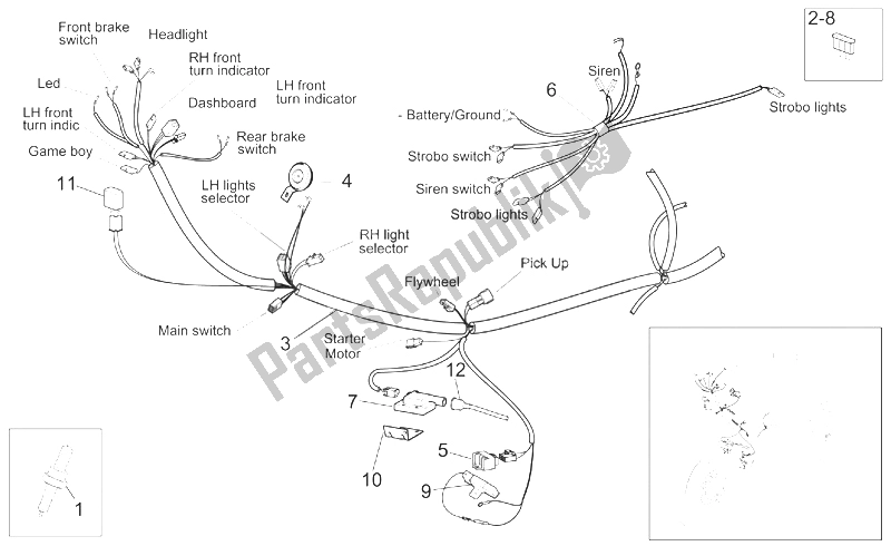 Toutes les pièces pour le Système électrique Avant du Aprilia Scarabeo 50 Ditech 2001