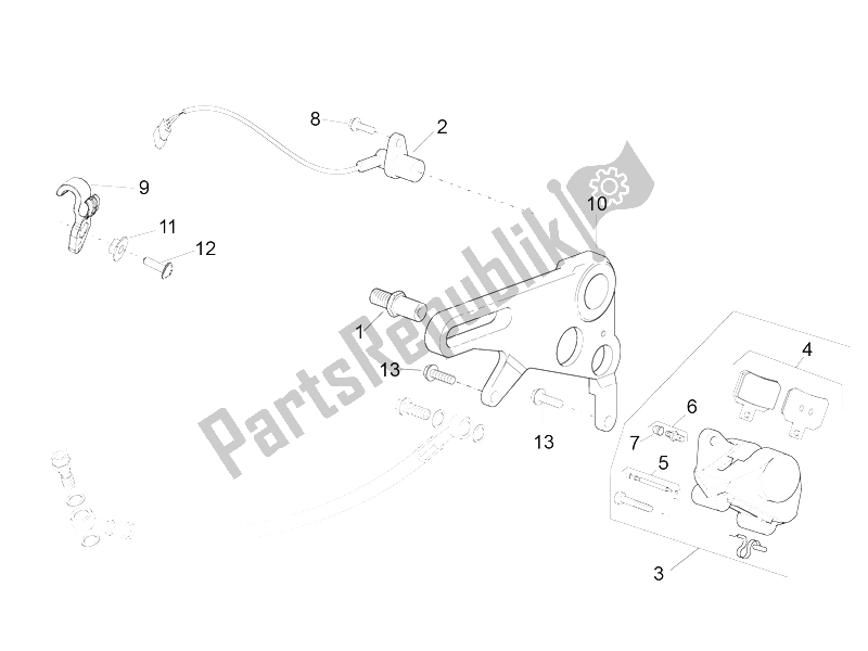 All parts for the Rear Brake Caliper of the Aprilia RSV4 Racing Factory L E Europe 1000 2016