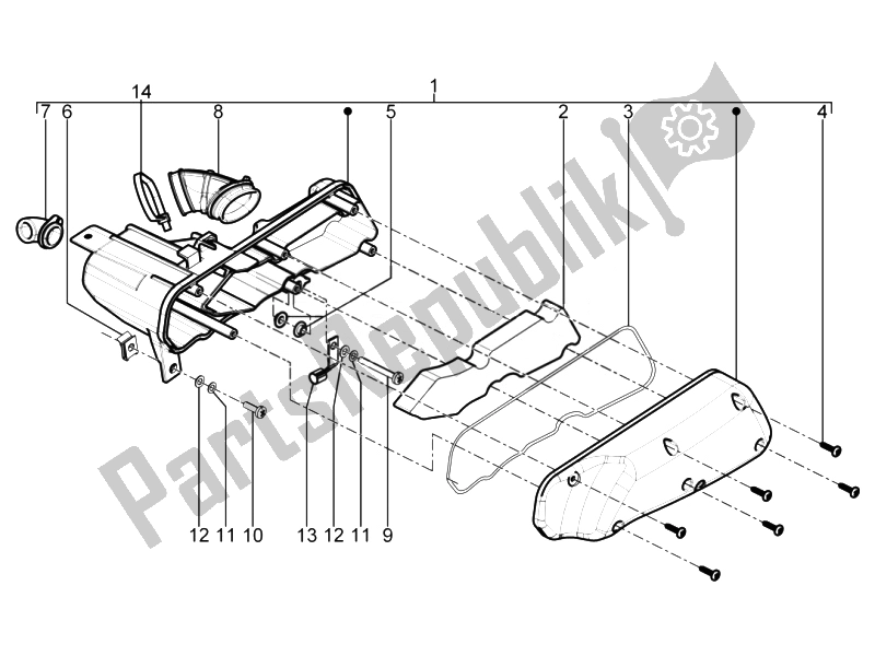 Tutte le parti per il Air Box del Aprilia Sport City ONE 50 2T 2V E3 2008