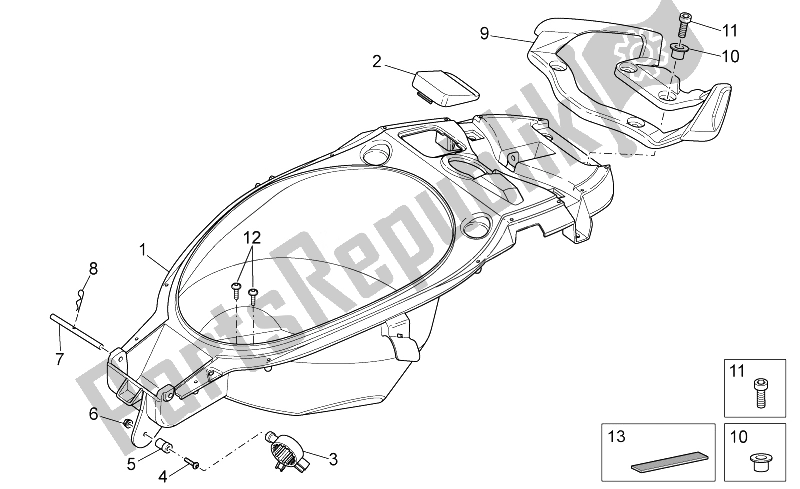 Todas las partes para Cuerpo Trasero Ii de Aprilia SR 50 Carb MY 2014