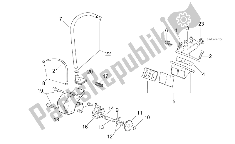 Tutte le parti per il Pompa Dell'olio - Collettore del Aprilia RS 50 Tuono 2003