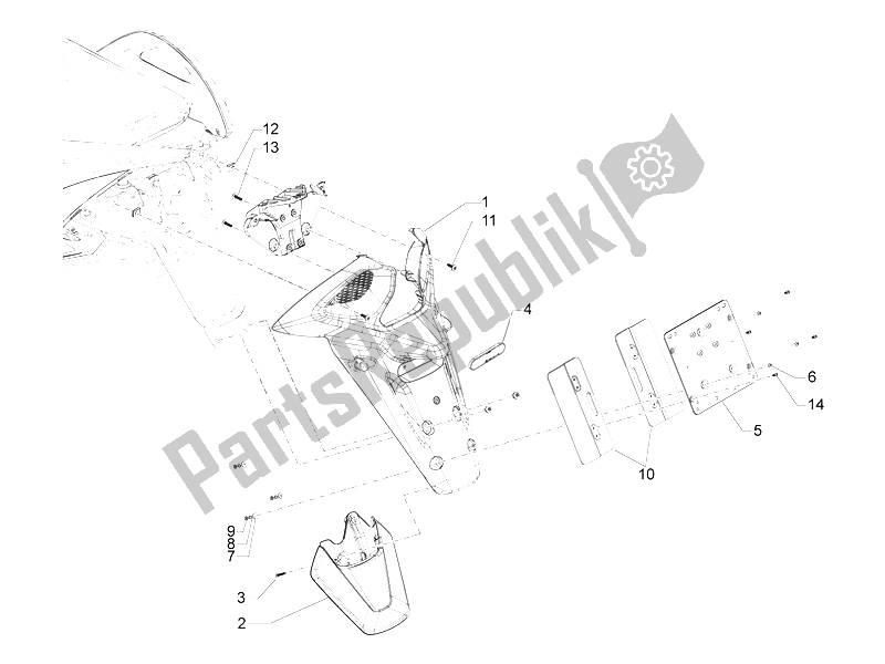 Todas as partes de Tampa Traseira - Proteção Contra Respingos do Aprilia SRV 850 4T 8V E3 2012