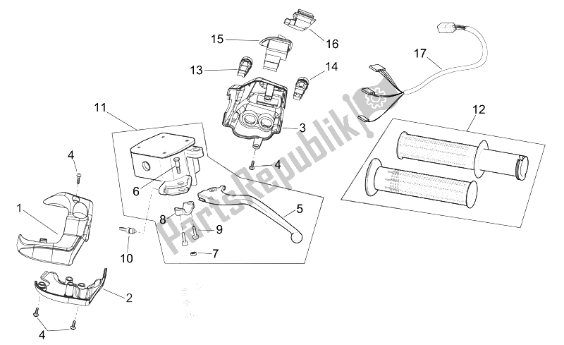 All parts for the Lh Controls of the Aprilia Scarabeo 125 200 E3 ENG Piaggio 2006