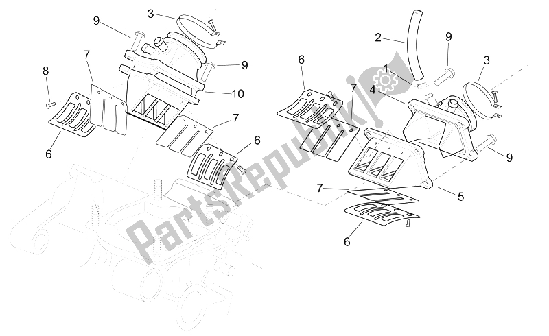 All parts for the Carburettor Flange of the Aprilia RS 250 1998