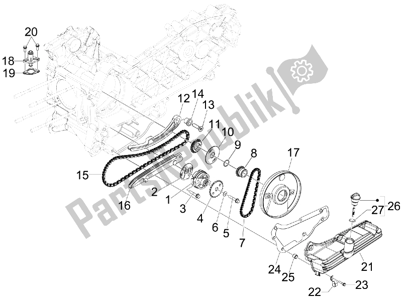 All parts for the Oil Pump of the Aprilia SR 300 MAX 2011