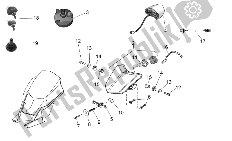 Todas as partes de Luzes do Aprilia RXV SXV 450 550 VDB Merriman 2008