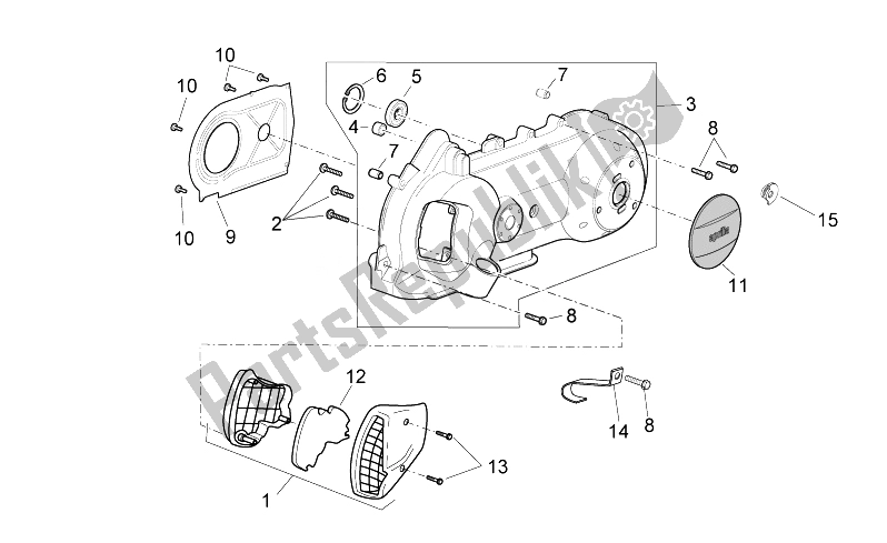 Tutte le parti per il Coperchio Del Variatore del Aprilia Sport City Cube 125 200 Carb E3 2008