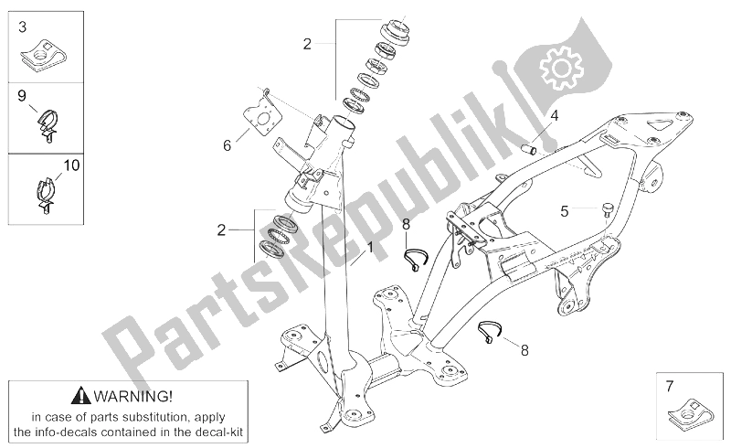 All parts for the Frame of the Aprilia Scarabeo 50 2T ENG Minarelli 2000
