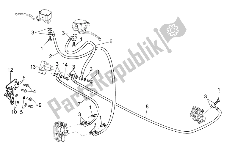 Alle Teile für das Vorder- / Hinterradbremssystem des Aprilia Scarabeo 125 200 I E Light 2011