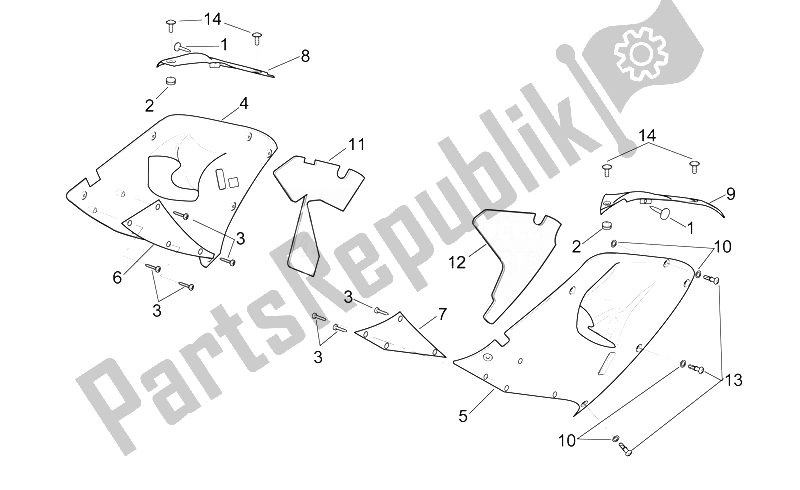 Alle Teile für das Zentraler Körper - Obere Verkleidungen des Aprilia RSV Mille 1000 2000