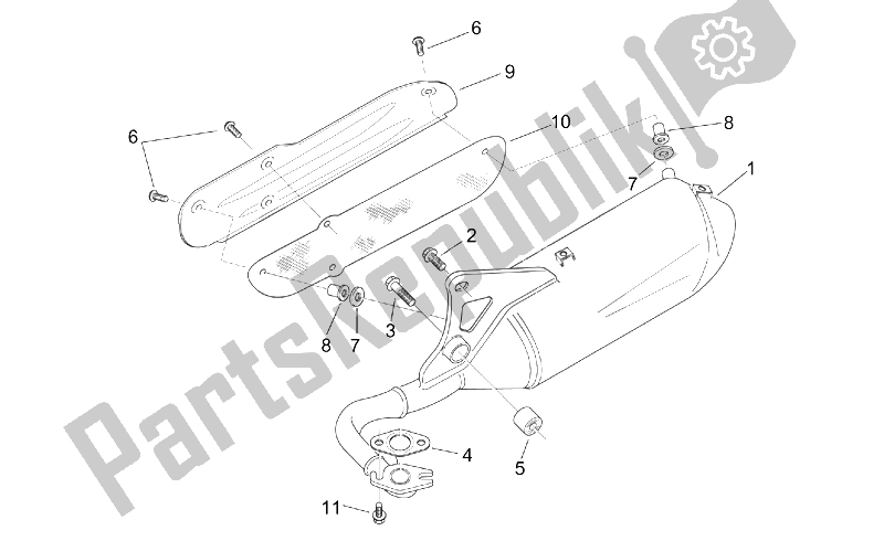 Alle Teile für das Auspuff des Aprilia Scarabeo 100 2T ENG Yamaha 2000