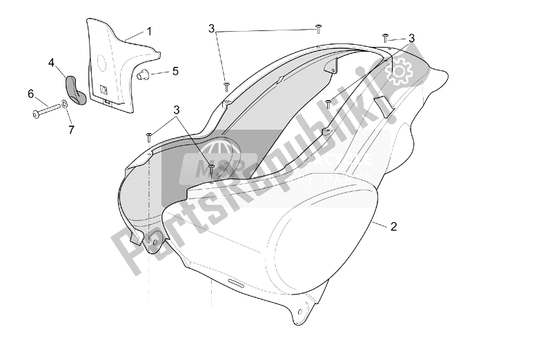 All parts for the Rear Body I of the Aprilia Scarabeo 100 4T E2 2001