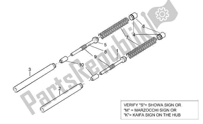 All parts for the Front Fork - Sleeves of the Aprilia Leonardo 125 150 ST 2001