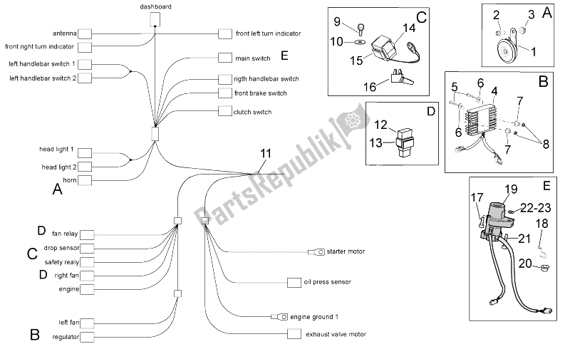 All parts for the Electrical System I of the Aprilia Tuono 1000 V4 R Aprc ABS 2014