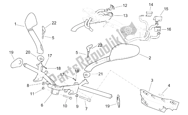 Todas las partes para Manillar - Controles de Aprilia Leonardo 250 ENG Yamaha 1999