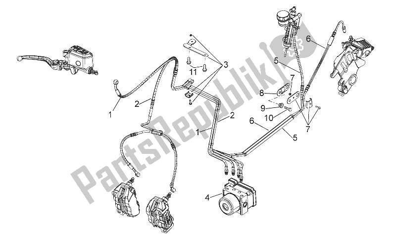 All parts for the Abs Brake System of the Aprilia Shiver 750 USA 2015