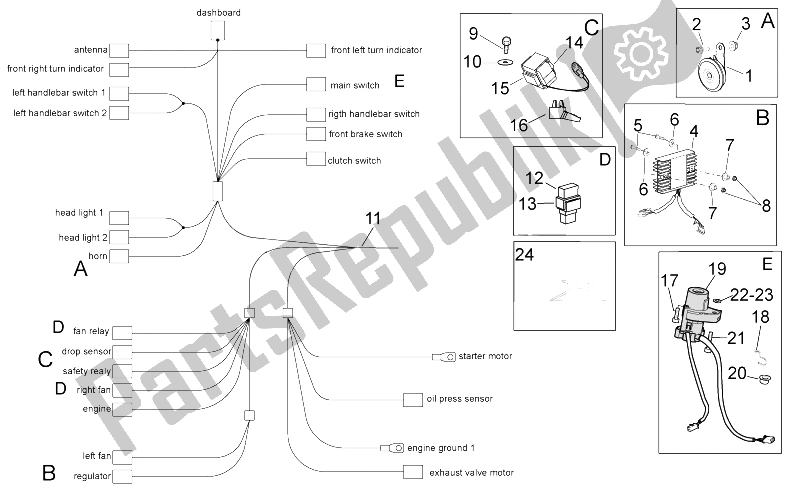 All parts for the Electrical System I of the Aprilia RSV4 R 1000 2009