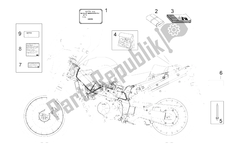 Toutes les pièces pour le Ensemble De Décalcomanies Et De Plaques du Aprilia ETV 1000 Capo Nord 2004