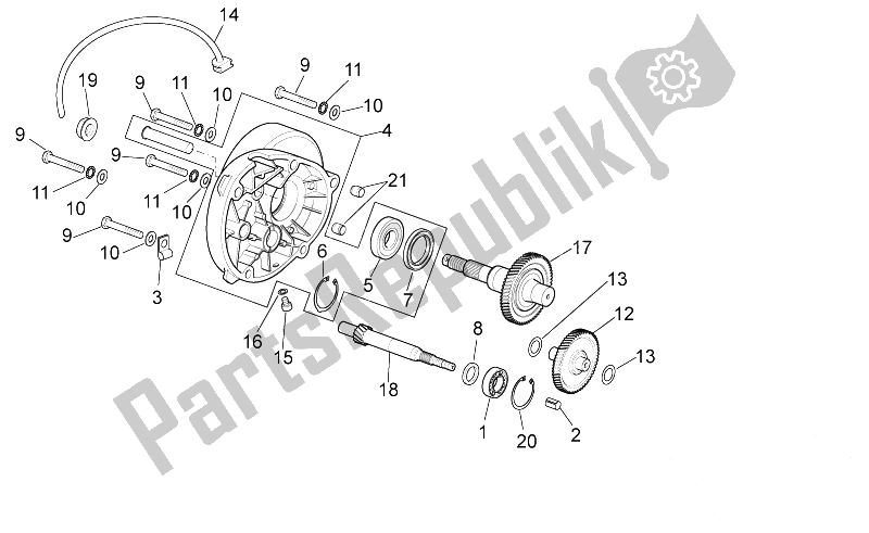 All parts for the Transmission of the Aprilia Scarabeo 100 4T E3 2010