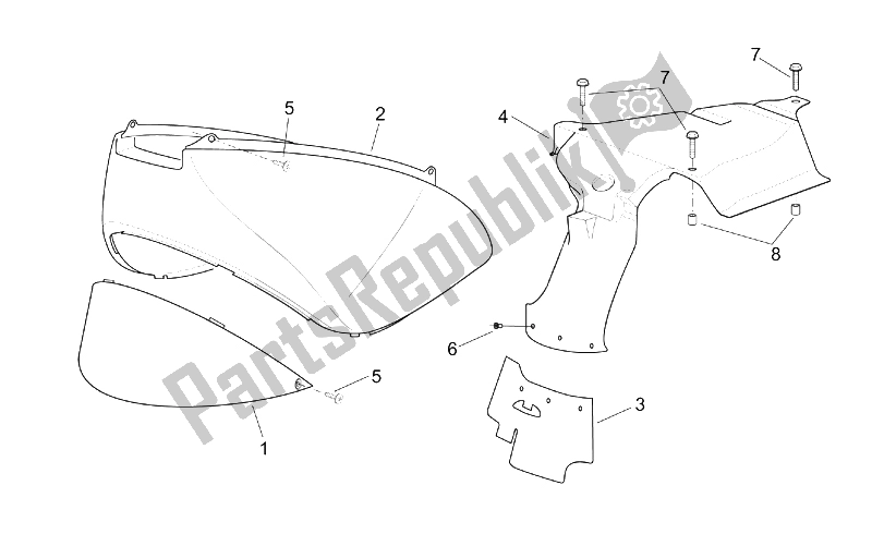 Tutte le parti per il Corpo Posteriore I del Aprilia Scarabeo 125 150 200 ENG Rotax 1999